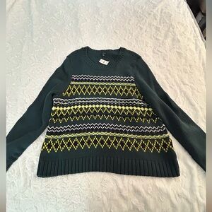 Talbots Green and Yellow Patterned Women's Sweater NWT